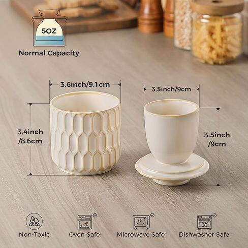Butter Crock for Counter with Water Line and lid, Ceramic Butter Keeper for Spreadable Soft Butter, Container Holder for Kitchen and Home Decor, Beige in Saudi Arabia