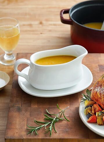 LE TAUCI 17oz Gravy Boat with Saucer Stand, Set of 2, Ceramic Sauce Boat with Tray for Salad Dressings, Creamer, Broth, Black Pepper, White in Saudi Arabia