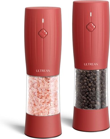Ultrean Salt and Pepper Grinder Set, Rechargeable Automatic Pepper Mill Shakers, 6 Adjustable Coarseness, LED Light, Kitchen Gadget, Christmas Gifts, Black & White in Kuwait
