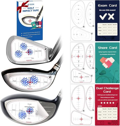 شريط تأثير الجولف - إصدار 2025 للتدريب المبتكر ومعركة الجولف - ملصقات وجه النادي للسائقين والمكاوي والأخشاب - تعليقات فورية على التأرجح، ممارسة تفاعلية، هدية رائعة للجولف للرجال والآباء in Kuwait