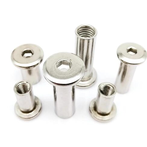 M3 4/5/6/8/10-50mm 304 Stainless Steel Flat Hexagon Socket Head Rivet Connector Joint Sleeve Cap Nut 10Pcs(12mm Length) in Kuwait