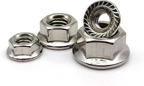 Lock nuts, 2/5/10/25pcs M3 M4 M5 M6 M8 M10 M12 DIN6923 Stainless Steel Hexagon Hex Head Serrated Spinlock Flange Lock Nut(2pcs M12) in Saudi Arabia