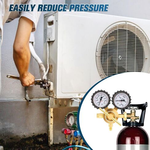 منظم النيتروجين Beaiguna، منظم النيتروجين 0-800PSI HVAC مع مدخل CGA580، وصلة مخرج مضيئة 1/4 بوصة، منظم خزان النيتروجين لتطهير HVAC، فحص التسرب، اختبار الضغط، اللحام in Kuwait