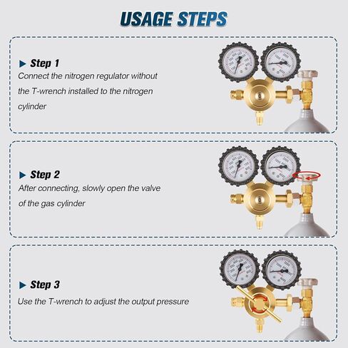 منظم النيتروجين Beaiguna، منظم النيتروجين 0-800PSI HVAC مع مدخل CGA580، وصلة مخرج مضيئة 1/4 بوصة، منظم خزان النيتروجين لتطهير HVAC، فحص التسرب، اختبار الضغط، اللحام in Kuwait