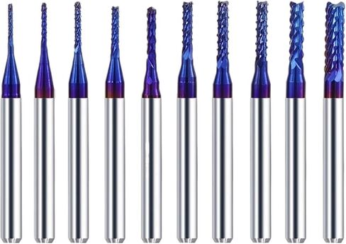 Carbide Corn End MillIng Cutter 3.175mm Shank CNC Engraving Router Bit for PCB Machine Nano Blue Coated Milling Cutter Set(10pcs 0.8-3.175mm) in Saudi Arabia