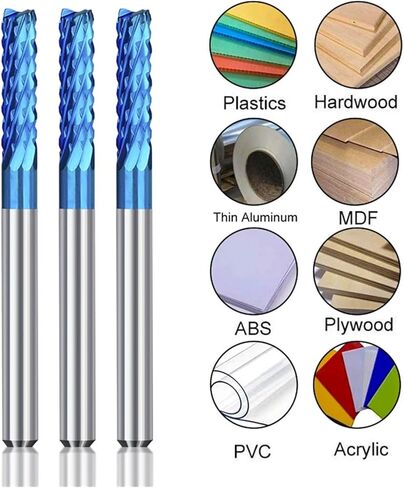 Carbide Corn End MillIng Cutter 3.175mm Shank CNC Engraving Router Bit for PCB Machine Nano Blue Coated Milling Cutter Set(10pcs 0.8-3.175mm) in Saudi Arabia