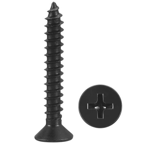 مسامير خشب فيليبس غاطسة من ميتاليكسيتي (ST3x12 مم) 100 قطعة، مسامير خشبية خشنة من الفولاذ الكربوني ذات رأس مسطح - لإصلاح تركيب الأثاث، أبيض مزرق in Kuwait