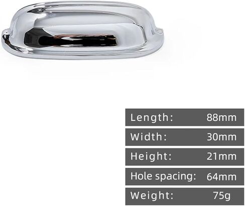 كريم نمط الصلبة النحاس خزانة مقبض سحب الأثاث الأجهزة درج الفضة 1 قطعة (14-L-88mm-64mm) in Kuwait