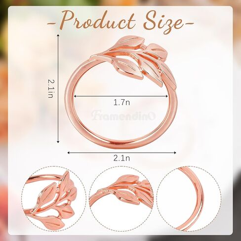Framendino, 50 Pack Rose Gold Metal Leaf Napkin Rings Holder Buckles for Wedding Table Decor in Saudi Arabia