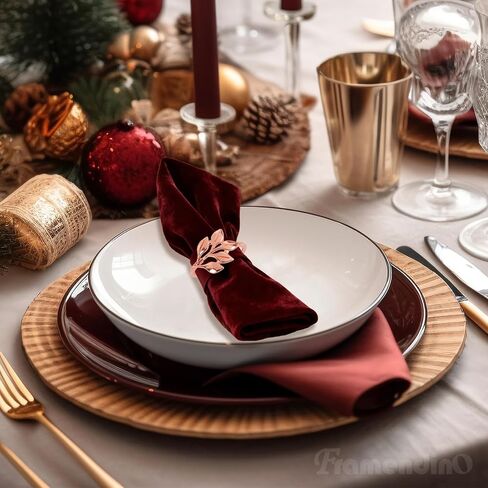 Framendino, 50 Pack Rose Gold Metal Leaf Napkin Rings Holder Buckles for Wedding Table Decor in Saudi Arabia