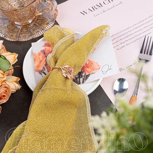 Framendino, 50 Pack Rose Gold Metal Leaf Napkin Rings Holder Buckles for Wedding Table Decor in Saudi Arabia