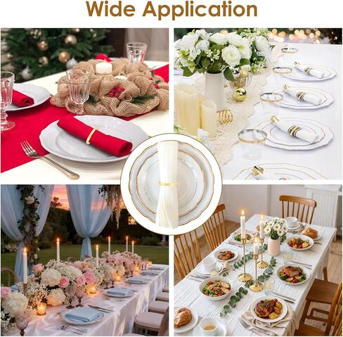 100 Pcs Gold Napkin Rings Bulk, Metal Napkin Ring Holders Round Buckles, 1.57" Exquisite Napkin Rings for Wedding Dinner Party Christmas Home Table Setting Decor in Kuwait