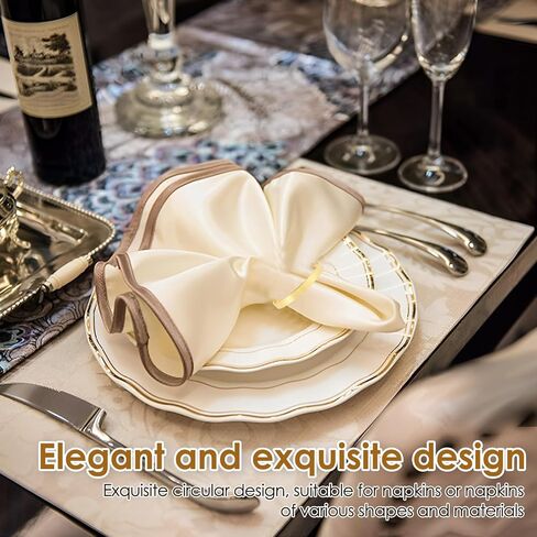 100 Pcs Gold Napkin Rings Bulk, Metal Napkin Ring Holders Round Buckles, 1.57" Exquisite Napkin Rings for Wedding Dinner Party Christmas Home Table Setting Decor in Kuwait