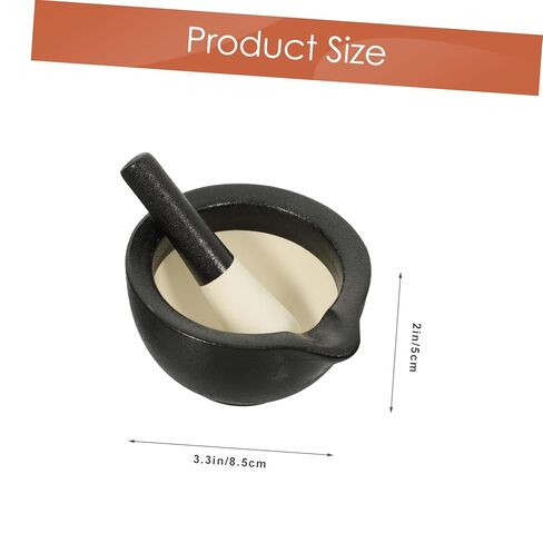 1Set Garlic Grinding Bowl and Pestle Frosted Ceramic Mixing Bowl for Home and Restaurant Use for Spices Food and Fresh Chutney Preparation in Saudi Arabia