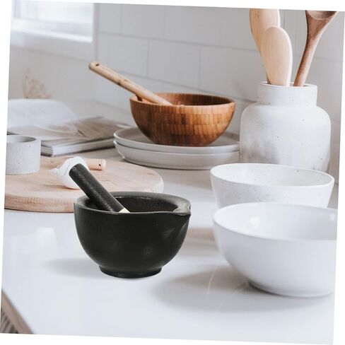 1Set Garlic Grinding Bowl and Pestle Frosted Ceramic Mixing Bowl for Home and Restaurant Use for Spices Food and Fresh Chutney Preparation in Saudi Arabia