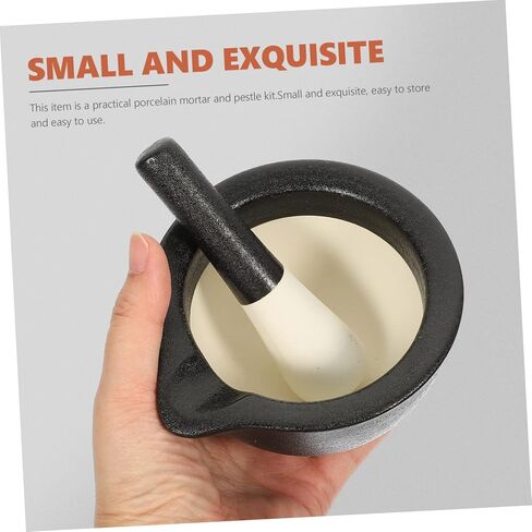 1Set Garlic Grinding Bowl and Pestle Frosted Ceramic Mixing Bowl for Home and Restaurant Use for Spices Food and Fresh Chutney Preparation in Saudi Arabia