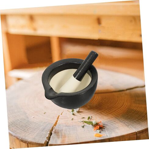 1Set Garlic Grinding Bowl and Pestle Frosted Ceramic Mixing Bowl for Home and Restaurant Use for Spices Food and Fresh Chutney Preparation in Saudi Arabia