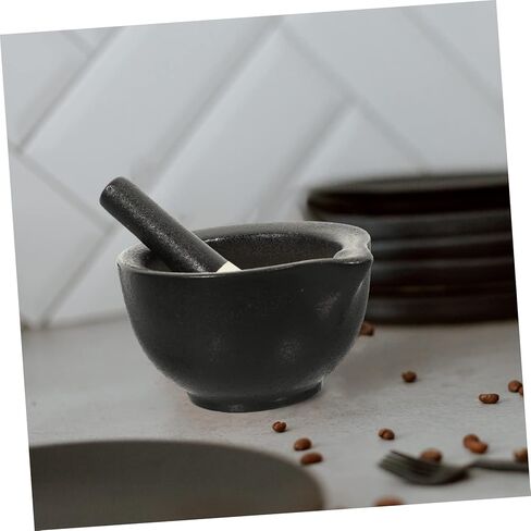 1Set Garlic Grinding Bowl and Pestle Frosted Ceramic Mixing Bowl for Home and Restaurant Use for Spices Food and Fresh Chutney Preparation in Saudi Arabia
