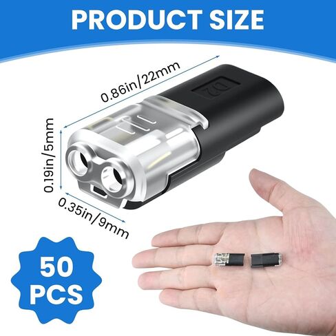 Aifeier ET 50 Pcs Low Voltage Wire Connector | Double-Wire Snap-On Quick Clip Fasteners with Locking Buckle | Led Light Strip Connectors 2 Pin | No Wire Stripping Cutting in Saudi Arabia