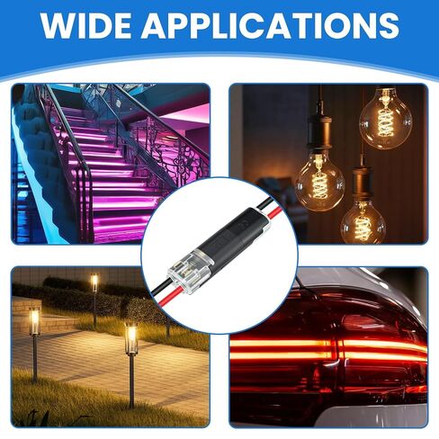 Aifeier ET 50 Pcs Low Voltage Wire Connector | Double-Wire Snap-On Quick Clip Fasteners with Locking Buckle | Led Light Strip Connectors 2 Pin | No Wire Stripping Cutting in Saudi Arabia