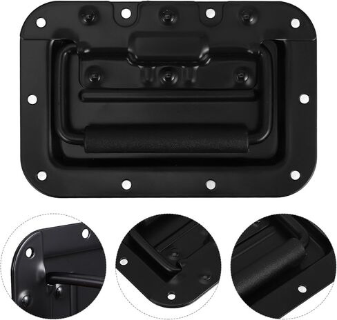 8mm Spring Loaded Recessed Iron Pull Handle for Speaker Box and Cabinet, Black Grip Handle with Iron Construction, Industrial Hardware Accessory for Tool and Instrument Cases in Saudi Arabia