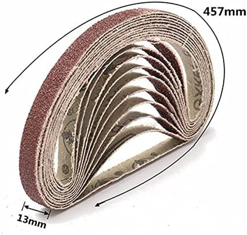 حزام ساندر، شريط كاشطة من ورق الصنفرة 10 قطع 13 * 457 مم أحزمة صنفرة 40-1000 حبيبة شريط كاشطة من ورق الصنفرة لحزام الصنفرة أداة كاشطة لتلميع المعادن الناعمة الخشبية (800) in Kuwait