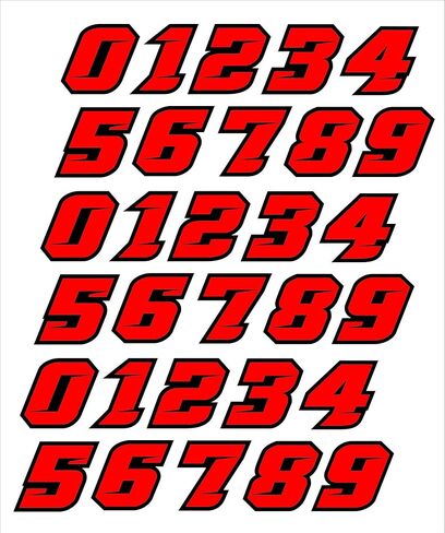 Thick 10 mil Custom Colors Baseball Hockey Football Lacrosse Softball Helmet Two Color Black Red Number Sticker Decal Set 1.25 in tall 3 sets in Saudi Arabia