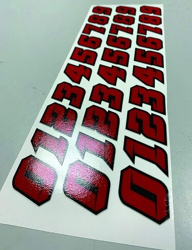 Thick 10 mil Custom Colors Baseball Hockey Football Lacrosse Softball Helmet Two Color Black Red Number Sticker Decal Set 1.25 in tall 3 sets in Saudi Arabia