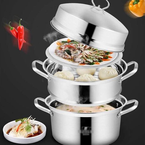 Stainless Steel Steamer 304 Soup Pot, Multifunctional Steamer 3 Layer Large Commercial Steamer Induction Cooker and Gas Stove in Saudi Arabia