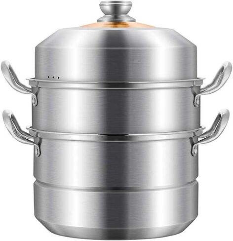 Steamer Household 304 Stainless Steel Commercial Steamer Large Double Three 4 Layer Steaming Pot Steamer Induction Cooker Universal (32Cm) in Saudi Arabia