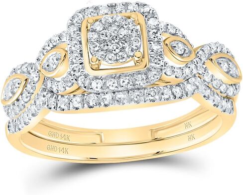 Jewels By Lux 14kt Yellow Gold 1/2 Cttw Natural Diamond Fashion Cushion Wedding Engagement Anniversary Bridal Set, Women Size: 5-9 in Saudi Arabia