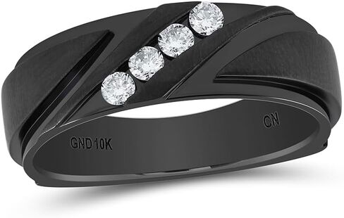 Jewels By Lux 10kt White Gold 1/4 Cttw Diamond Mens Machine Set Band, Men Size: 8-12 in Saudi Arabia
