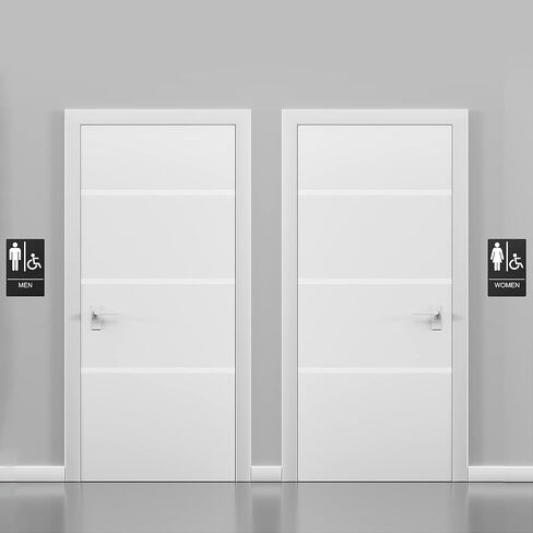 Unisex Bathroom Signs, Restroom Sign for Business - 9" by 6" - ADA Compliant with Braille & Handicap Symbol - Strong Double-Sided Adhesives - Perfect for Offices & Public Buildings in Kuwait