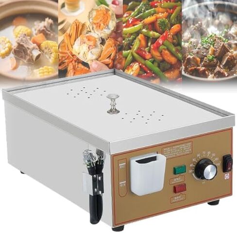 NGWEI Commercial Electric Bun Steamer - Automatic Temperature Control, 4-Hole Stainless Steel Steamer with Water Shortage Alert for Restaurants and Food Trucks in Saudi Arabia