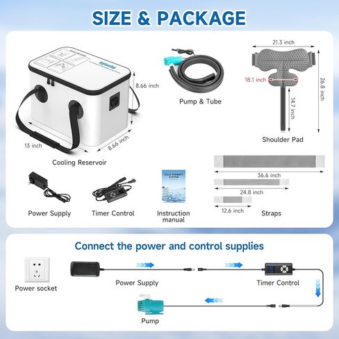 Cold Therapy Machine Shoulder with Programmable Timer, Portable Ice Machine for Shoulder After Surgery Recovery, 13 Quarts Rotator Cuff Ice Therapy Machine with Compression Pad in Saudi Arabia