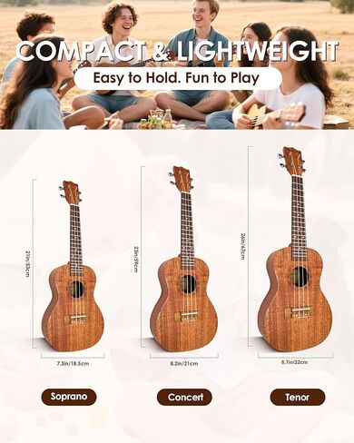 23 بوصة الحفل القيثارة المهنية الماهوجني القيثارة للمبتدئين مع الدروس عبر الإنترنت حقيبة جيتار موالف حزام سلاسل النايلون يختار in Kuwait