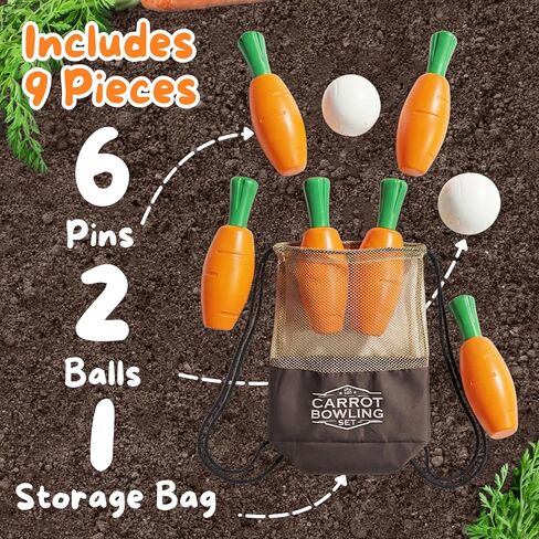 مجموعة بولينج الجزر للأطفال الصغار والأطفال - 6 دبابيس وكرتين على شكل أرنب وحقيبة - لعب نشط داخلي آمن - نشاط صيفي ممتع وهدية عيد ميلاد للأعمار من 3 إلى 6 سنوات in Kuwait