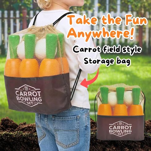 مجموعة بولينج الجزر للأطفال الصغار والأطفال - 6 دبابيس وكرتين على شكل أرنب وحقيبة - لعب نشط داخلي آمن - نشاط صيفي ممتع وهدية عيد ميلاد للأعمار من 3 إلى 6 سنوات in Kuwait