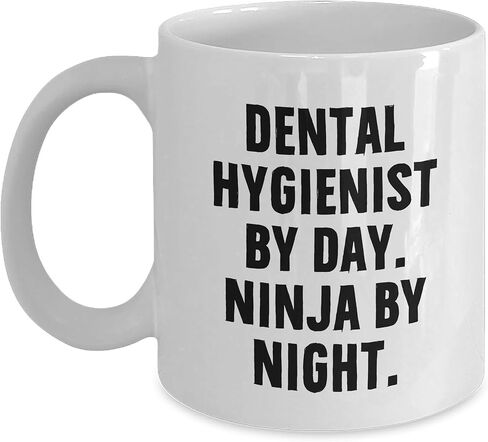 Dental Hygienist Gifts from Santa - Funny Dental Hygienist By Day Ninja By Night White Coffee Mug for Christmas in Saudi Arabia