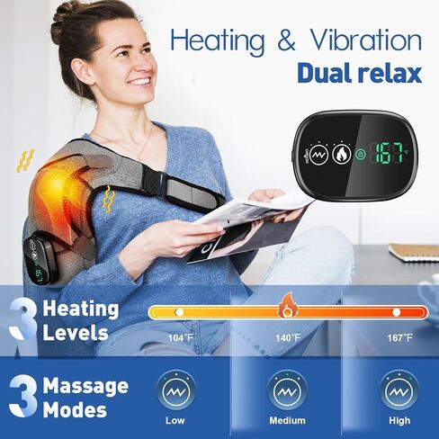 وسادة تسخين كتف لاسلكية، دعامة كتف ساخنة مع تسخين واهتزاز لتخفيف آلام الكتف، مدلك كتف محمول للرجال والنساء لتخفيف آلام الكفة الدوارة in Kuwait