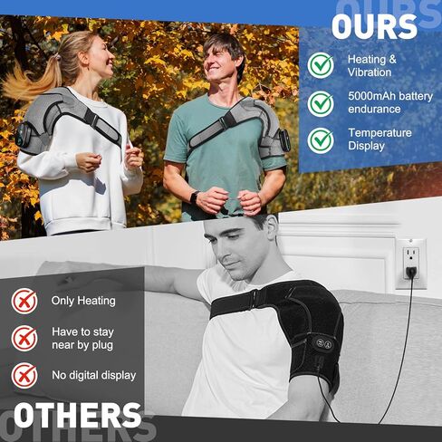 وسادة تسخين كتف لاسلكية، دعامة كتف ساخنة مع تسخين واهتزاز لتخفيف آلام الكتف، مدلك كتف محمول للرجال والنساء لتخفيف آلام الكفة الدوارة in Kuwait
