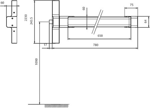 Tesa Assa Abloy TOP1E808SI16 TOP1E Sausage Panic bar, stainlesssteel, Puerta 800 mm in Saudi Arabia