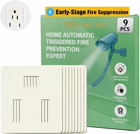 Automatic Fire Suppression Patches for Outlets & Electrical Appliances, Self-Activating at 230℉ for Early-Stage Fire Response, Clean Agent, Residue-Free, No Power Required 9-Pack in Saudi Arabia