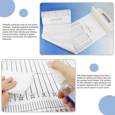Baby Height Measuring Mat & Infantometer - Soft Growth Height Chart for Toddler, Newborn - Wall-Mountable Washable Ruler for Kids, Pediatrician Use (Foldable, Space-Saving) in Saudi Arabia