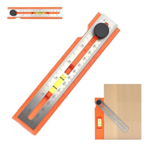 Adjustable Positioning Marking Protractor Tool, Multi-Angle Depth Measuring Ruler with Level Gauge & Rotatable Knob Angle Marking 15°-90°, Precise Leveling & Marking Tool for Woodworking & Carpentry in Kuwait