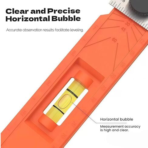 Adjustable Positioning Marking Protractor Tool, Multi-Angle Depth Measuring Ruler with Level Gauge & Rotatable Knob Angle Marking 15°-90°, Precise Leveling & Marking Tool for Woodworking & Carpentry in Kuwait