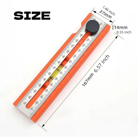 Adjustable Positioning Marking Protractor Tool, Multi-Angle Depth Measuring Ruler with Level Gauge & Rotatable Knob Angle Marking 15°-90°, Precise Leveling & Marking Tool for Woodworking & Carpentry in Kuwait