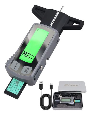 GODESON Tire Tread Depth Gauge,Rechargeable Digital Tire Depth Gauge - USB-C,3-Unit Switch (mm/Decimal/Fraction Inch), Backlit LCD Display, Auto Power Off, 0-32NDS for Car/SUV/Truck Wear Measurement in Saudi Arabia