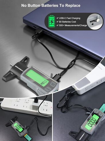 GODESON Tire Tread Depth Gauge,Rechargeable Digital Tire Depth Gauge - USB-C,3-Unit Switch (mm/Decimal/Fraction Inch), Backlit LCD Display, Auto Power Off, 0-32NDS for Car/SUV/Truck Wear Measurement in Saudi Arabia