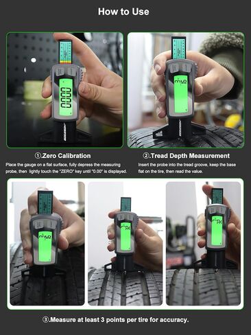 GODESON Tire Tread Depth Gauge,Rechargeable Digital Tire Depth Gauge - USB-C,3-Unit Switch (mm/Decimal/Fraction Inch), Backlit LCD Display, Auto Power Off, 0-32NDS for Car/SUV/Truck Wear Measurement in Saudi Arabia